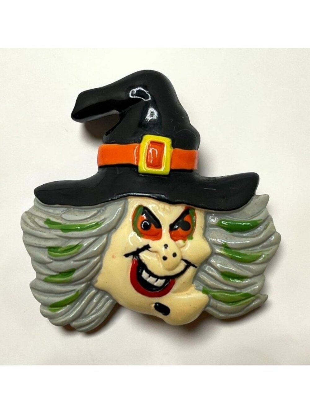 Halloween Witch Fridge Magnet Hat Face Head Spooky Decoration Vintage